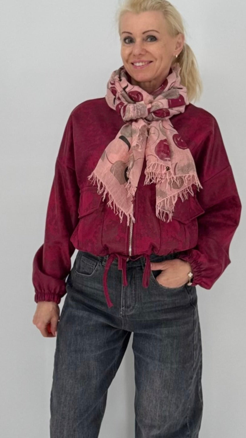 Blouson-Jacke mit leichtem Velours-/Wildleder-Look in Trendfarben
