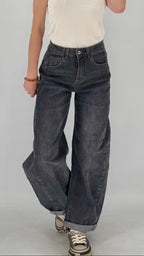 Lässige Wide-Leg Jeans im Vintage-Look