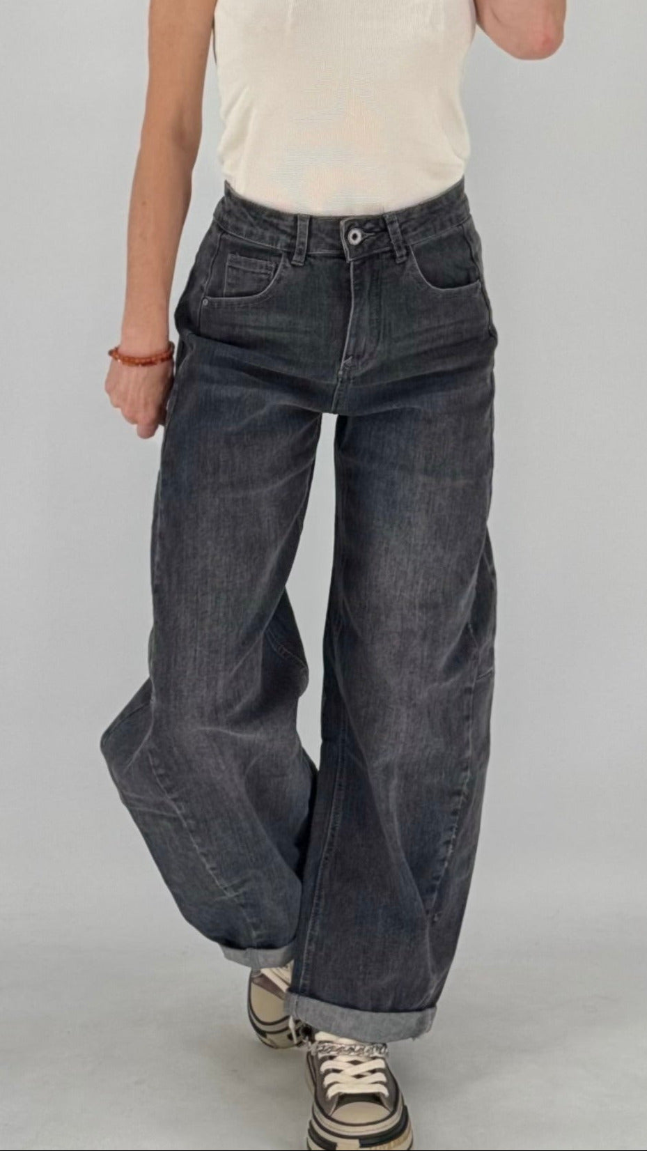 Lässige Wide-Leg Jeans im Vintage-Look