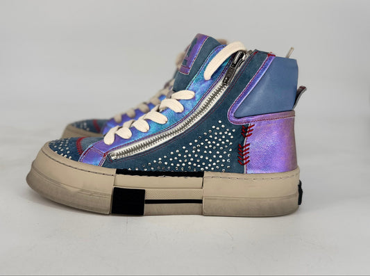 Sneaker Rebecca White  metallic-blau mit Strass X52-3