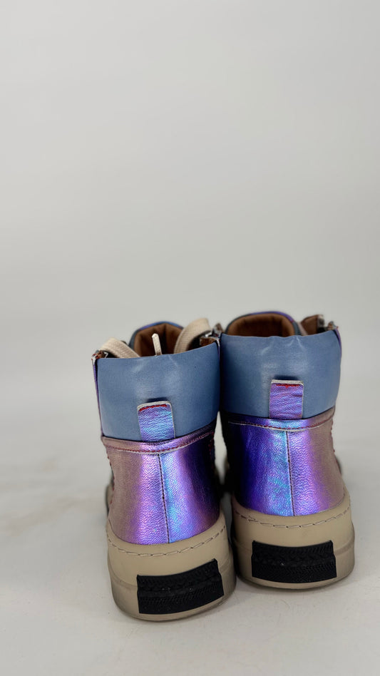 Sneaker Rebecca White  metallic-blau mit Strass X52-3