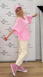 Shirt "BONJOUR", rosa - By Elena FashionBy Elena Fashion
