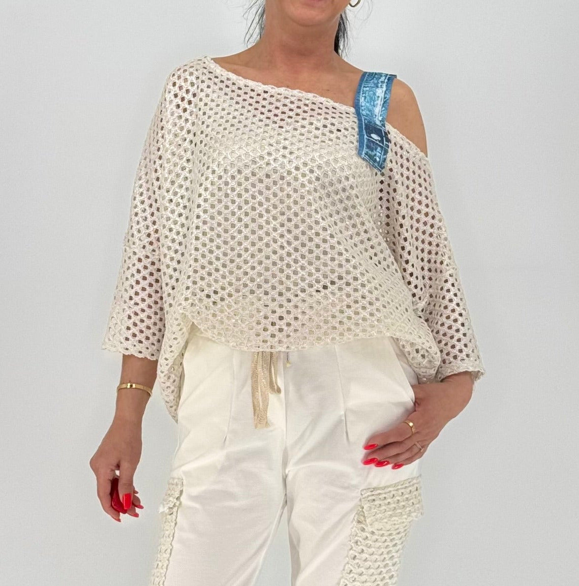 Netz Shirt in weiß