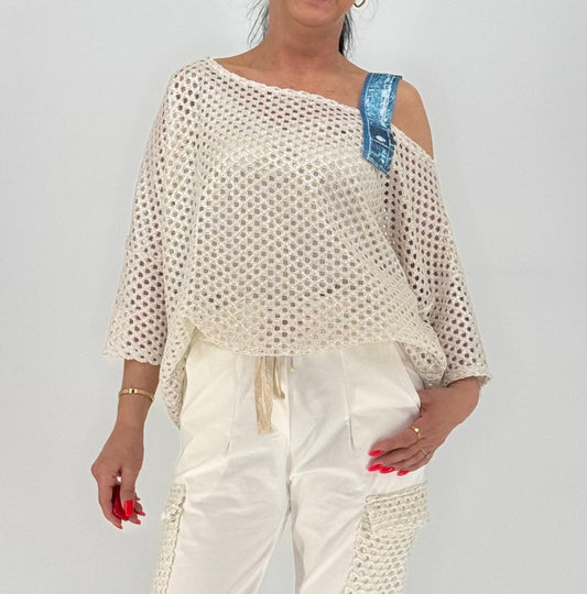 Netz Shirt in weiß