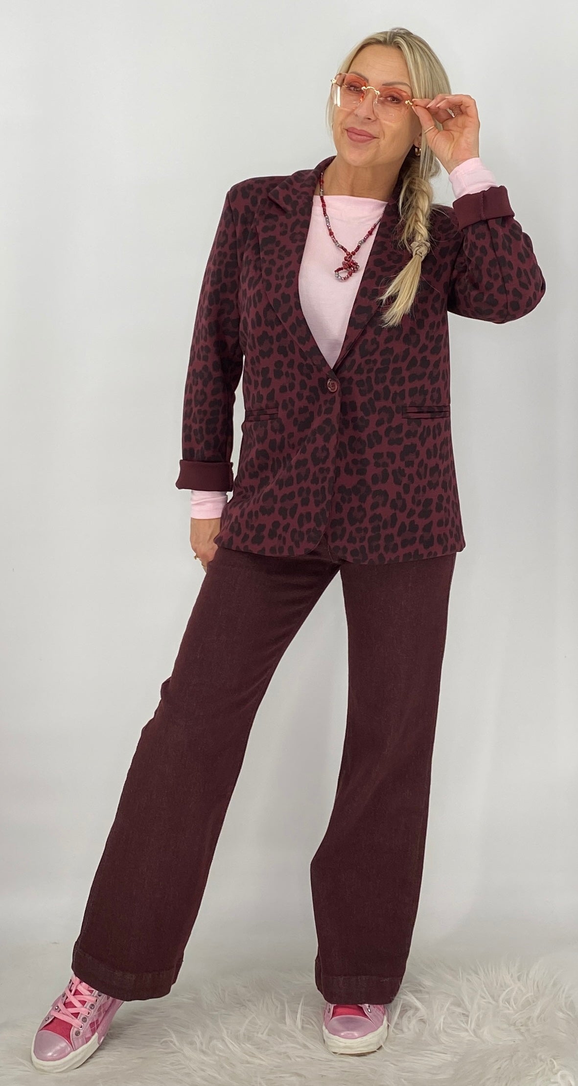 Leo Blazer, braun, bordo, creme