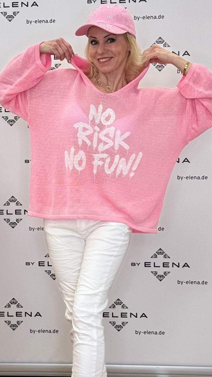 Sommer Hoodie "No Risk", rosa, blau - By Elena FashionBy Elena Fashion