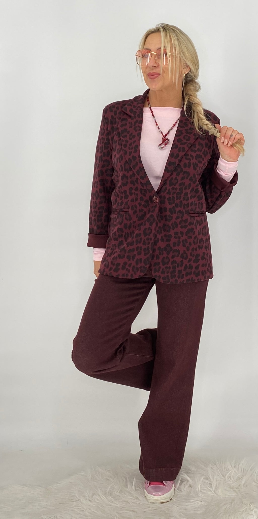Leo Blazer, braun, bordo, creme