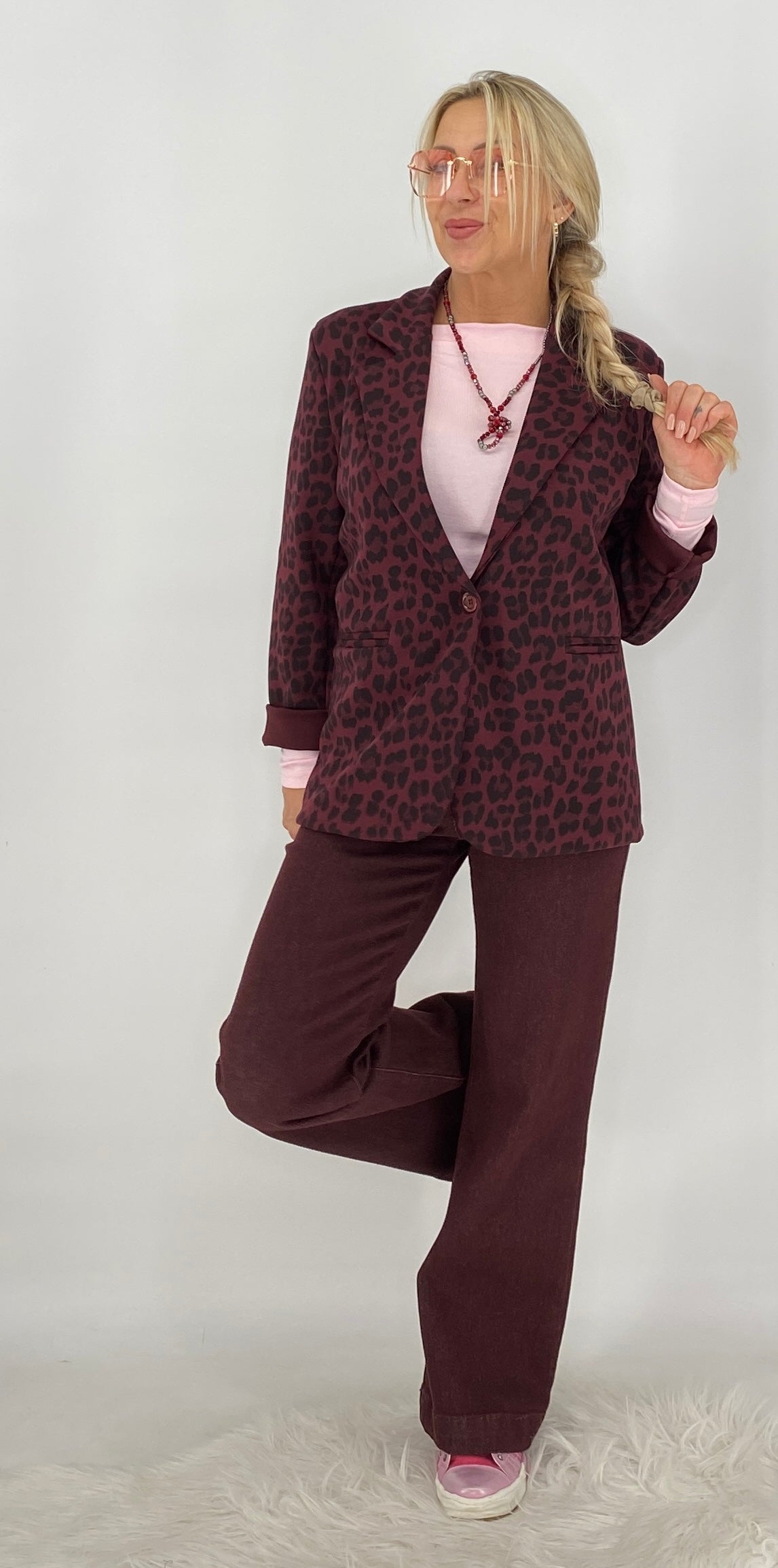 Leo Blazer, braun, bordo, creme