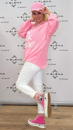 Sommer Hoodie "No Risk", rosa, blau - By Elena FashionBy Elena Fashion