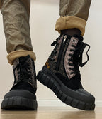 Boots schwarz/leo mit Strass 8-69