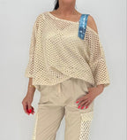 Netz Shirt in Beige