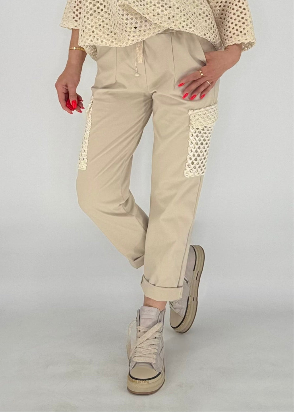 Netz Shirt in Beige