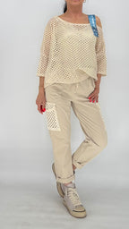 Netz Shirt in Beige