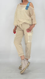 Netz Shirt in Beige