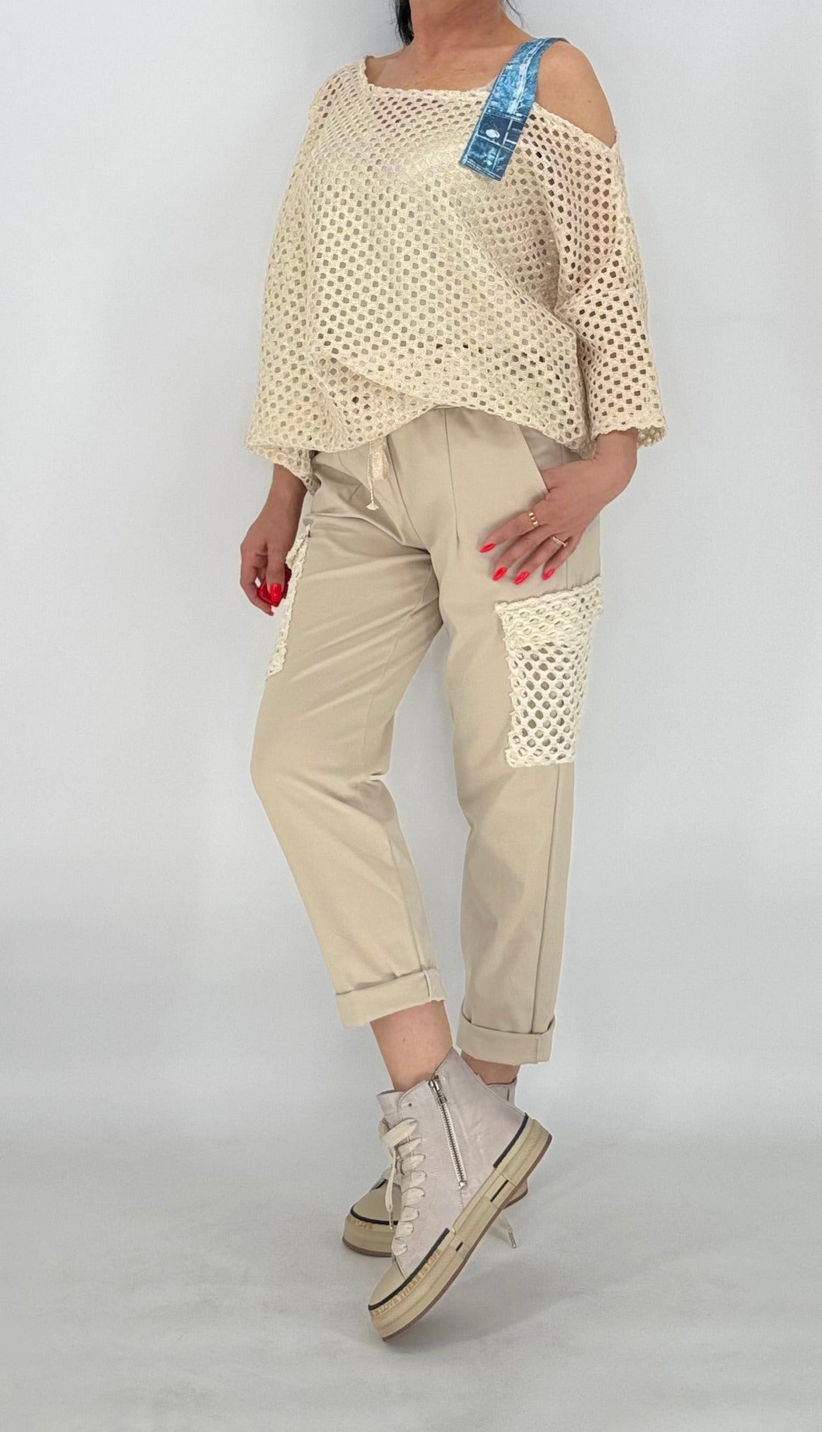 Netz Shirt in Beige