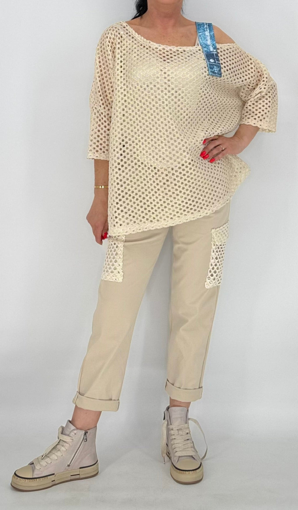 Netz Shirt in Beige