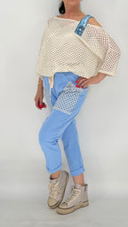 Hose mit Netzdetails, blau