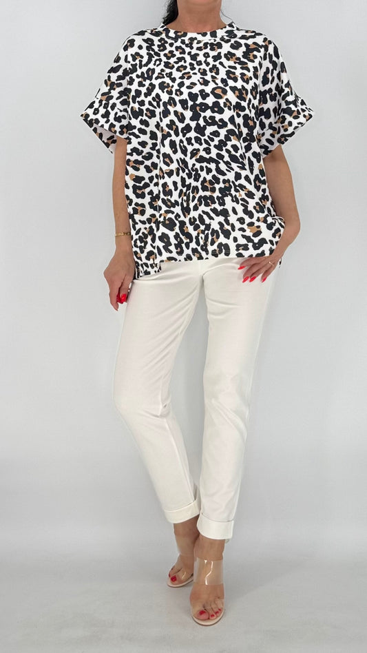 Shirt oversized Leo, weiß/schwarz