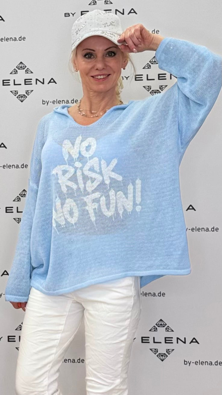 Cozy Hoodie "No Risk", rosa, blau