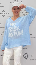 Cozy Hoodie "No Risk", rosa, blau