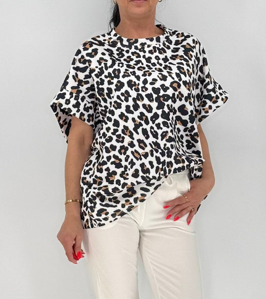 Shirt oversized Leo, weiß/schwarz