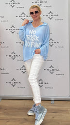 Cozy Hoodie "No Risk", rosa, blau