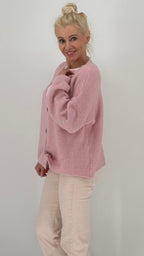 Zarte Strickjacke "Herz" in Rosa und Beige