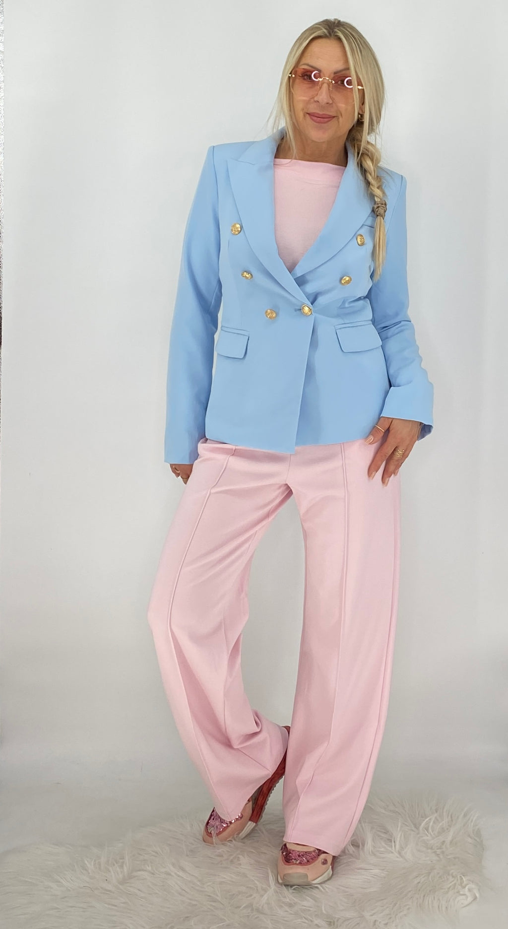 ESViViD Hose mit genähter Bügelfalte in rosa