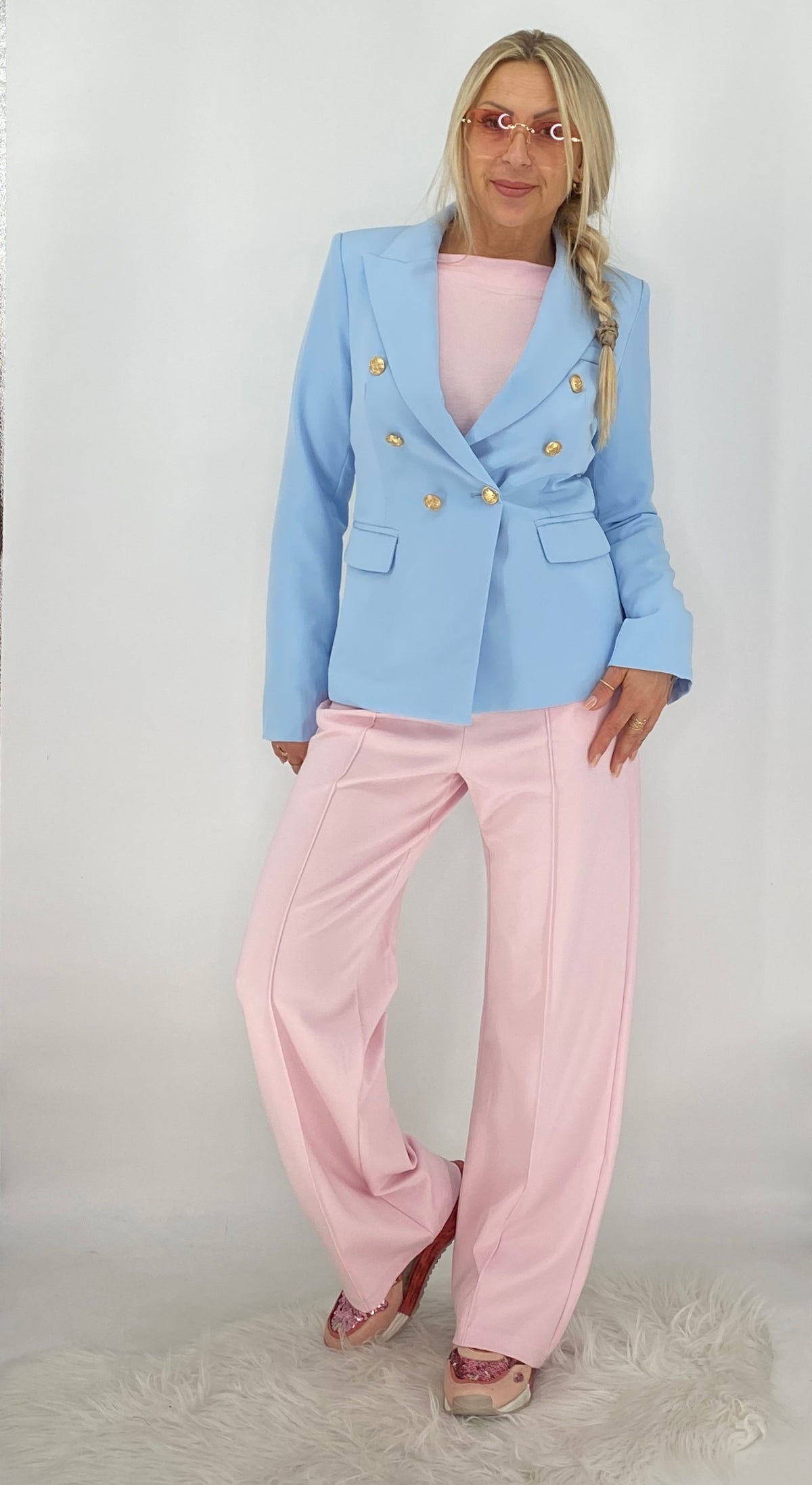 ESViViD Hose mit genähter Bügelfalte in rosa