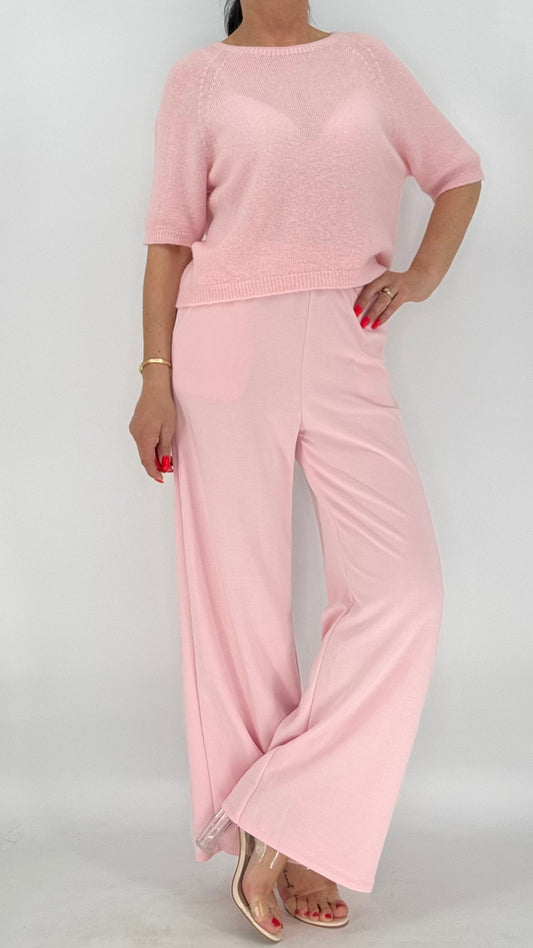 Pullover ESViViD Baby Alpaca rosa kurzarm