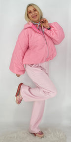 Oversize Steppjacke mit Stehkragen, rosa, marineblau