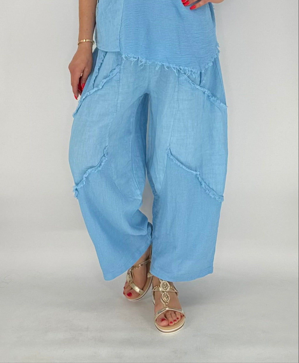 Hose aus Leinen und Baumwolle, blau