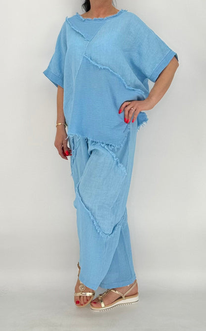 Shirt aus Leinen und Baumwolle, blau