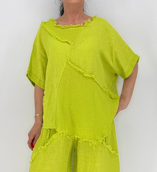 Shirt aus Leinen und Baumwolle, apfelgrün