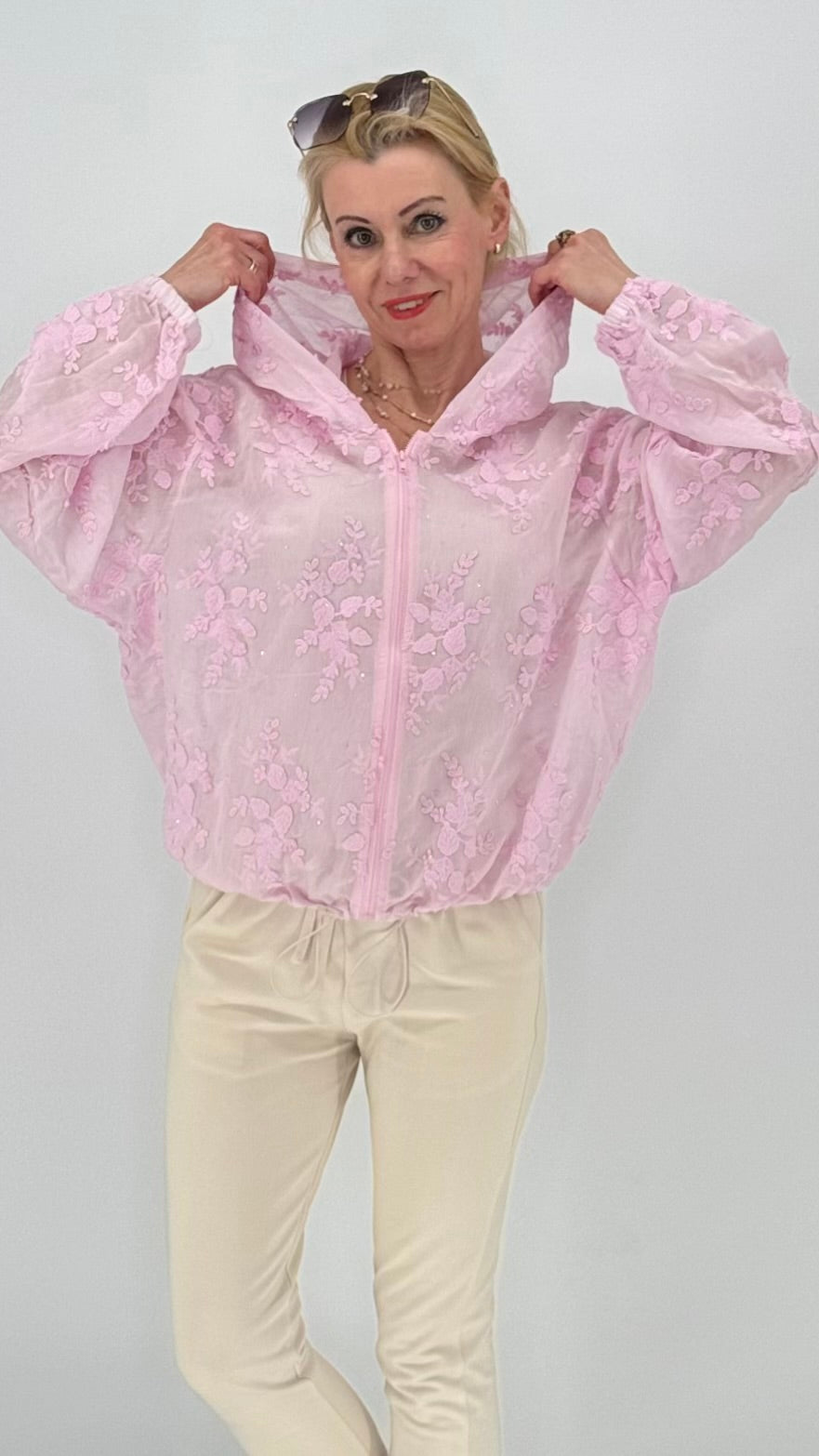 Bomberjacke in Rosa, Gelb, Babyblau