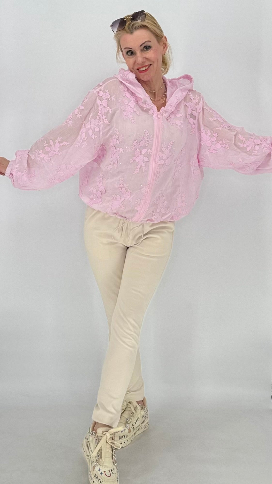 Bomberjacke in Rosa, Gelb, Babyblau