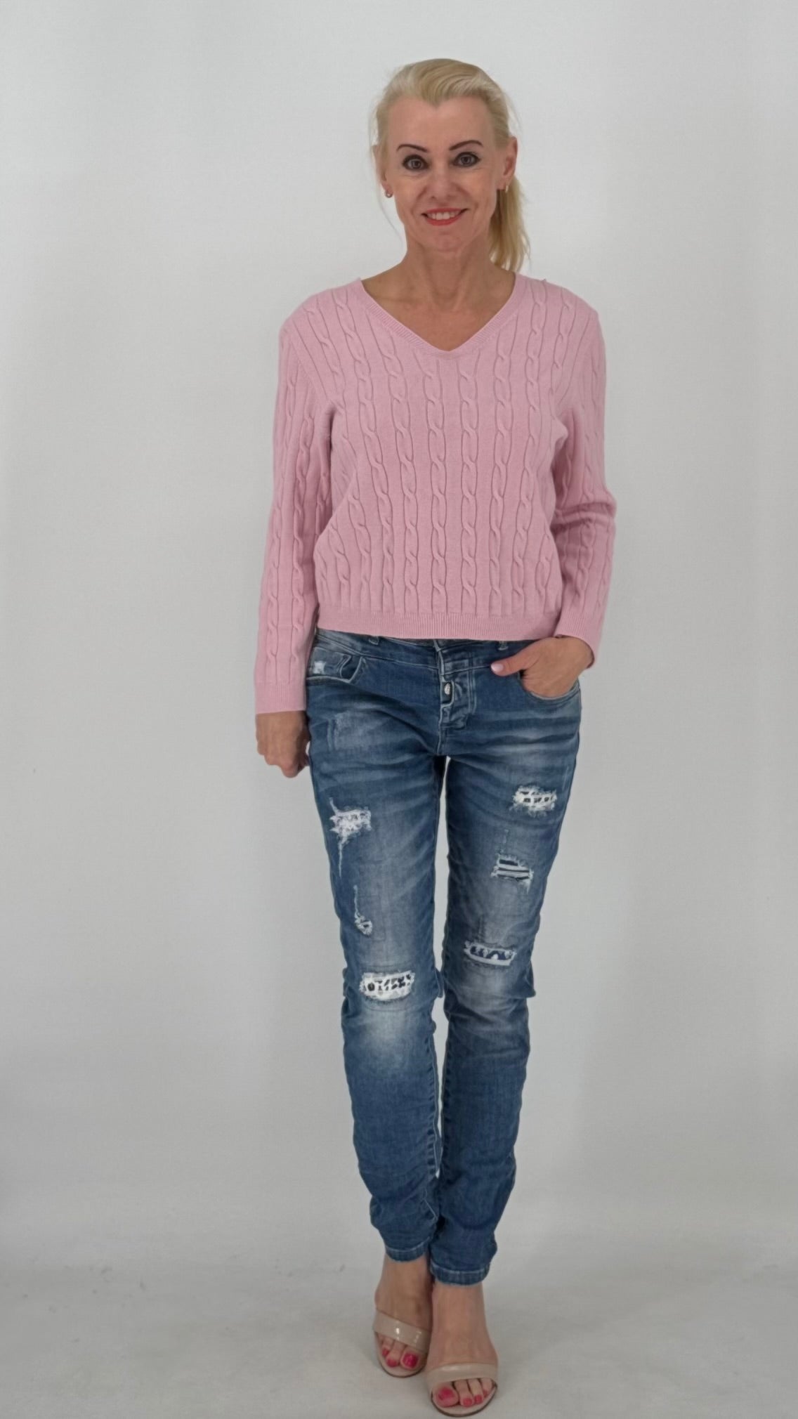 Pullover  Basic in Weiß, Gelb, Rosa