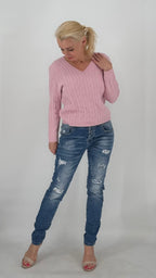 Pullover  Basic in Weiß, Gelb, Rosa