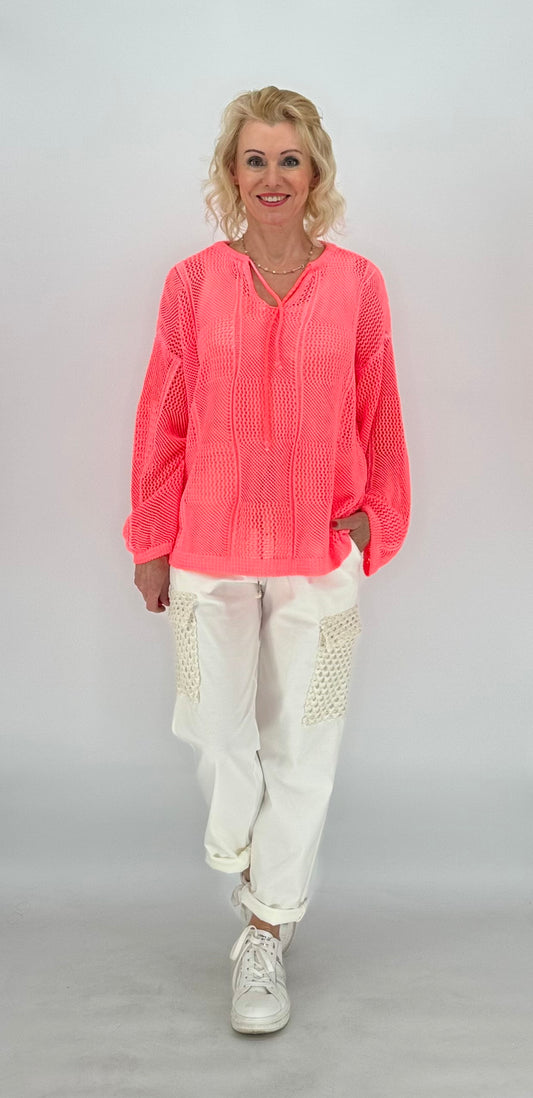 Netz Shirt in neonapricot