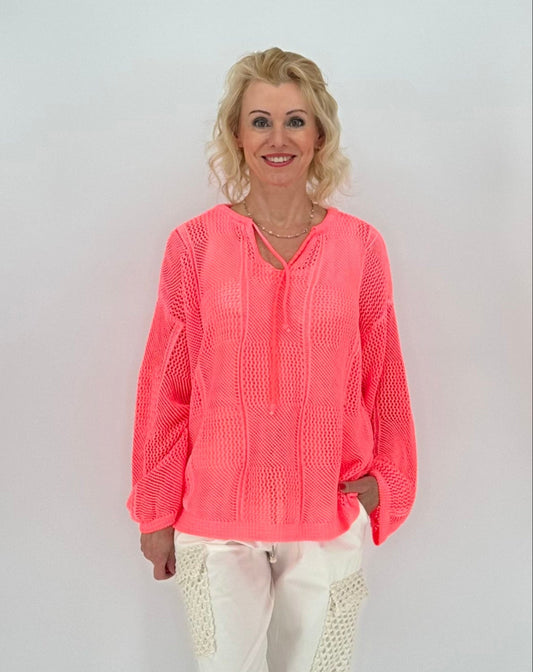Netz Shirt in neonapricot