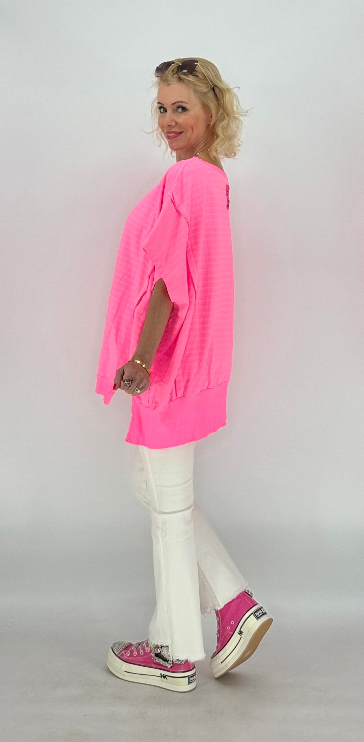 Esvivid T-Shirt neonrosa gestreift