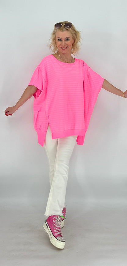 Esvivid T-Shirt neonrosa gestreift