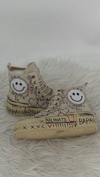 Handveredelte High-Top Boots aus echtem Leder, Beige, Nan Ku