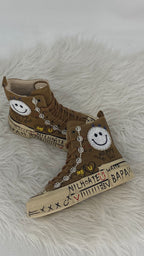 Handveredelte High-Top Boots aus echtem Leder, Nan Ku, Camel