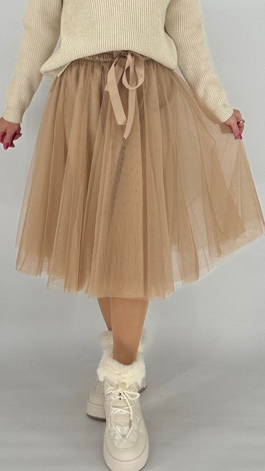 Tüll Rock beige