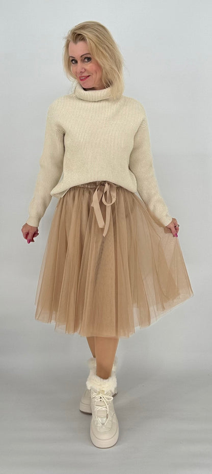 Tüll Rock beige