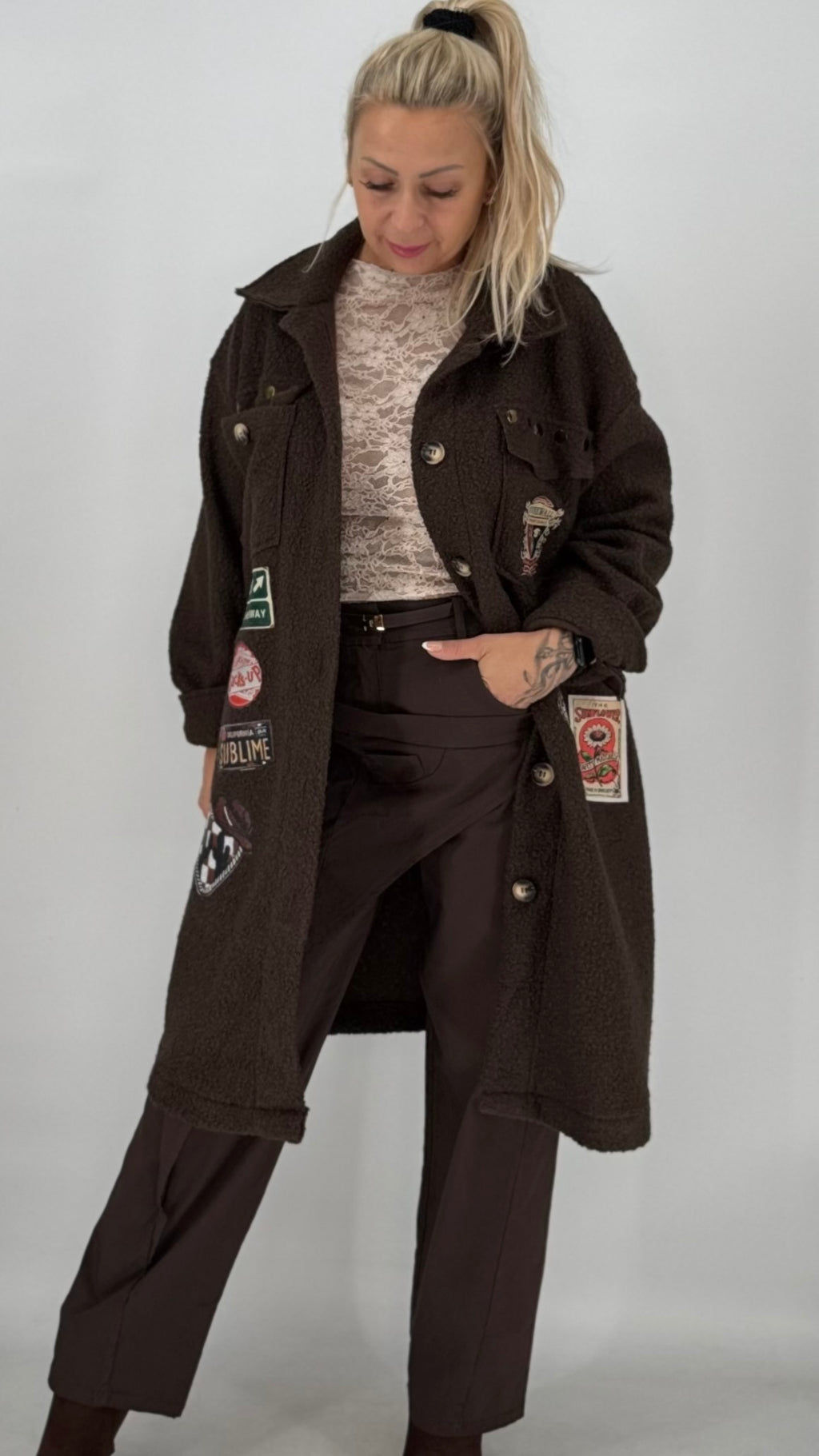 Kuschelige Statement-Jacke mit Patches