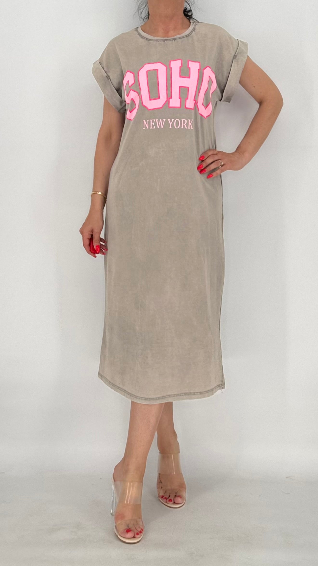 T-Shirt Kleid "NEW YORK" taupe