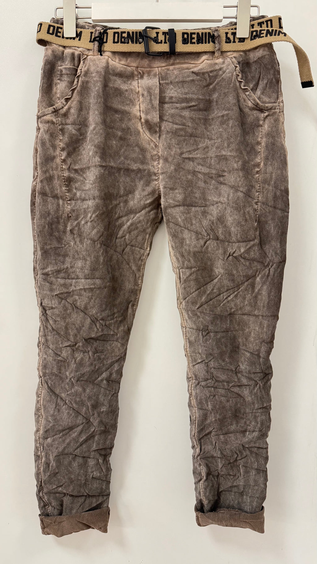 Jogpants mit Gürtel, braun, grau, taupe