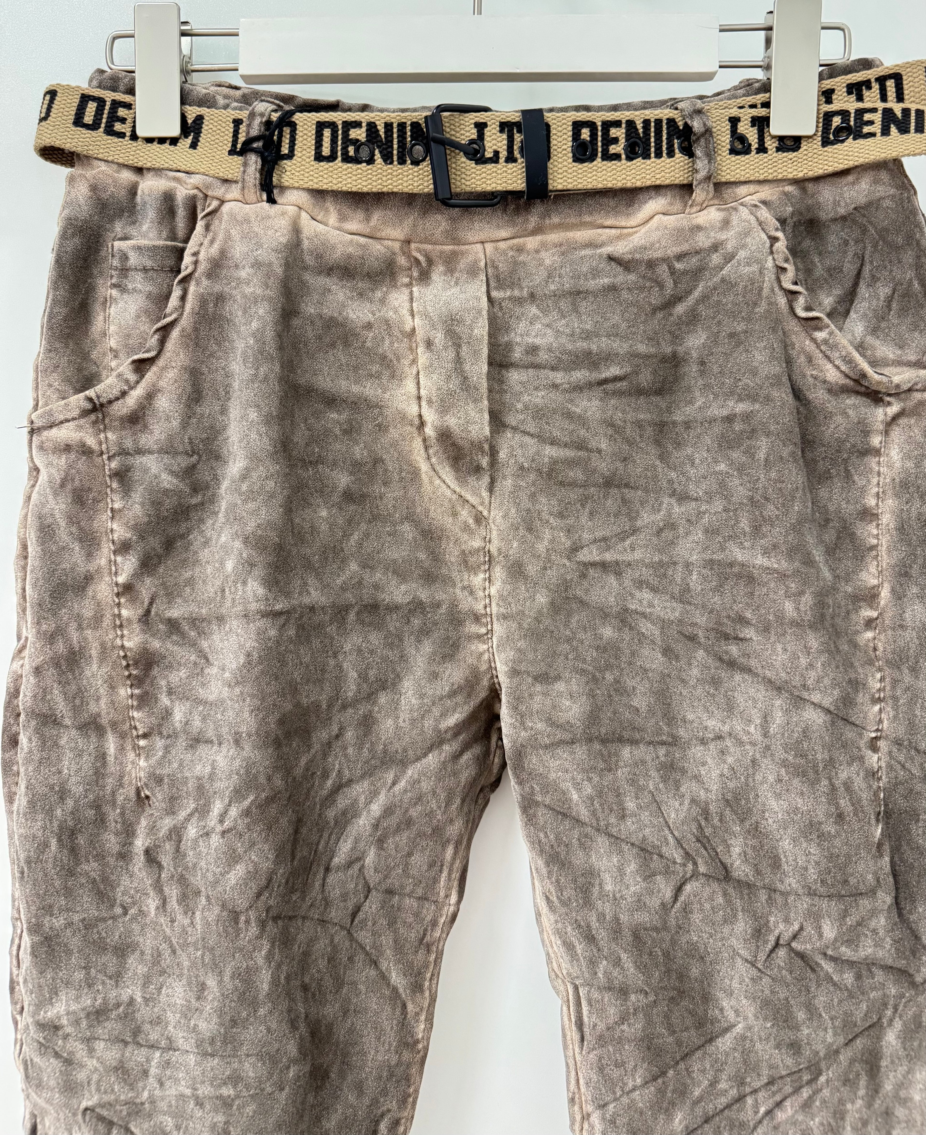 Jogpants mit Gürtel, braun, grau, taupe